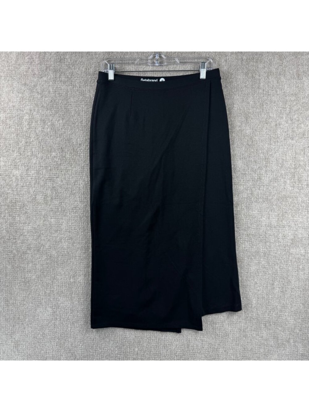 Betabrand Sassiest Pants Wrap Skirt M Black Ponte Knit Minimalist Corp Chic
